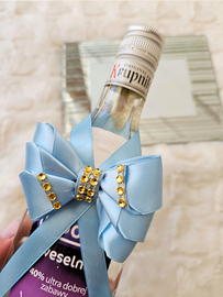 Kokardki na alkohol weselny błękitne – pakiet 5 szt.