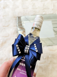Kokardki na alkohol weselny błękitne – pakiet 5 szt.