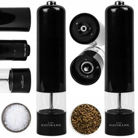 MŁYNEK ELEKTRYCZNY DO SOLI i PIEPRZU CZARNY ZESTAW 2szt. KARL HAUSMANN