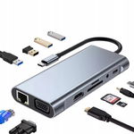ADAPTER HUB ROZDZIELACZ USB C LAN HDMI 4K D-SUB VGA SD AUX USB 11w1