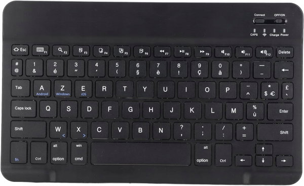 Klawiatura Bluetooth 10" AZERT, Ultra Cienka, Wodoodporna, Czarna