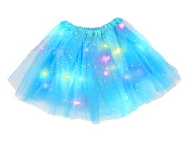 Spódniczka świecąca LED Glow Princess 3 warstwy tiulu niebieska