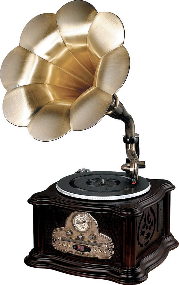 Gramofon Retro z tubą winyl CD radio FM/AM USB sterowany pilotem
