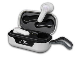 Bezprzewodowe słuchawki douszne powerbank etui Air Bass Pro 18 białe