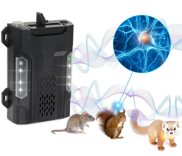Odstraszacz kun myszy gryzoni do auta 12V/baterie ultradźwięki LED wibracje