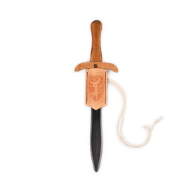 Malowany Miecz Drewniany i Skórzany Pendant | Drewno Skóra | 50 cm | Rycerz
