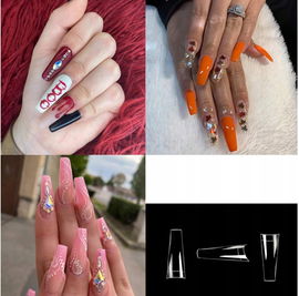 Tipsy przezroczyste akrylowe do przedłużania paznokci 500 szt 10 rozmiarów