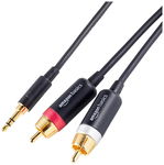 Przejściówka, kabel audio z 3,5 AUX na 2 RCA do wzmacniaczy, głośników 2.4m