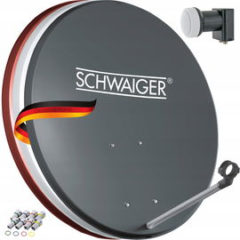 Antena Satelitarna 55x62 cm SCHWAIGER -487- Stalowa Twin LNB Cyfrowa