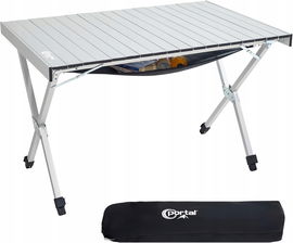 Stół kempingowy PORTAL składany srebrny 108x71 cm regulacja wysokości