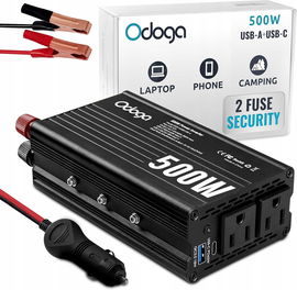 Falownik Odoga 12V 220V 500W USB-A USB-C do samochodu kampera