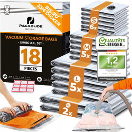 Worki Próżniowe PACKDUDE XXL 18-Częściowy Zestaw Zawór i Roll Up