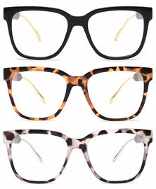 Okulary JM Zestaw 3 x1.5 klasyczne kwadratowe filtr niebieskiego światła