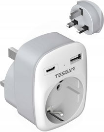 TESSAN Adapter Podróżny UK Anglia Niemcy Z 2x USB Do Telefonu Tabletu
