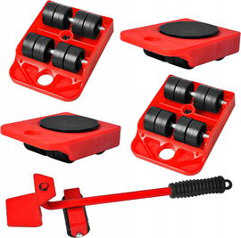 Zestaw 5 Kółek Meblowych do Transportu + Podnośnik Max 150kg