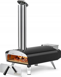 Mimiuo Piec Do Pizzy Drewno/Granulat 500°C Do Ogrodu Czarny Kamień Łopatka