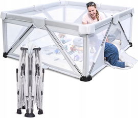 Heyo.Ja Składany Kojec dla Niemowląt 160x120cm dla dzieci szara