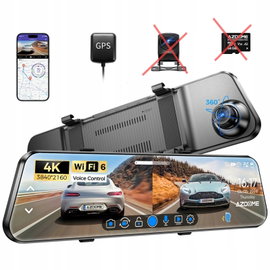 AZDOME PG17 4K 12 Cali Lusterko Kamera Samochodowa WiFi GPS bez karty