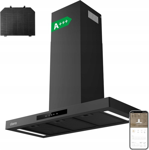 CIARRA CBCB9102-P Okap kuchenny 90 cm, 650 m³/h, WiFi, A+++