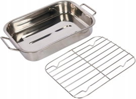 Brytfanna KitchenCraft Mała z Rusztem Srebrna 27x20x5 cm Stal Nierdzewna