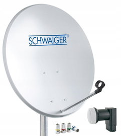 Antena Satelitarna SCHWAIGER Stal Twin LNB 55 cm Zestaw Dla 2 Uczestnikow
