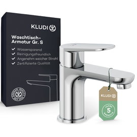 Bateria umywalkowa Kludi stojąca srebrna nowoczesny design