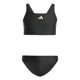 Bikini Adidas 3-Stripes V-Back czarne białe dla dziewczyn komfortowe