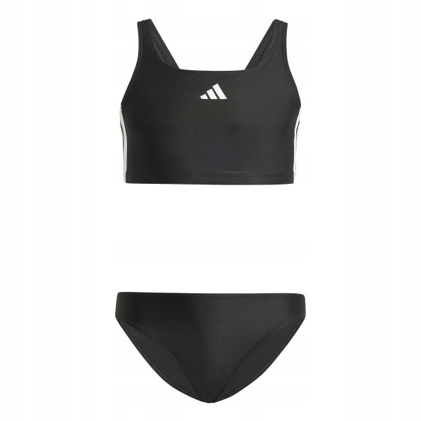 Bikini Adidas 3-Stripes V-Back czarne białe dla dziewczyn komfortowe