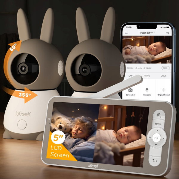 Baby Phone ieGeek 2K/3MP 5" 360 PTZ Jedna kamera nie działa
