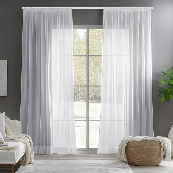 Firanki Deconovo woalowe białe przezroczyste 290x140 cm zestaw 2 sztuki