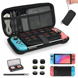 Etui Younik na Switch 2017 czarne zestaw 14 w 1 z paskiem