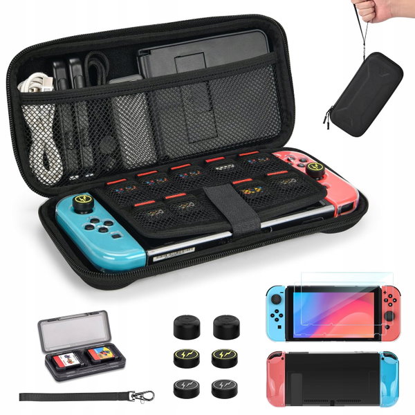 Etui Younik na Switch 2017 czarne zestaw 14 w 1 z paskiem