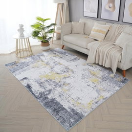 Dywan Xfrog Abstrakcyjny złoto-szary 80x150 cm ultra miękki