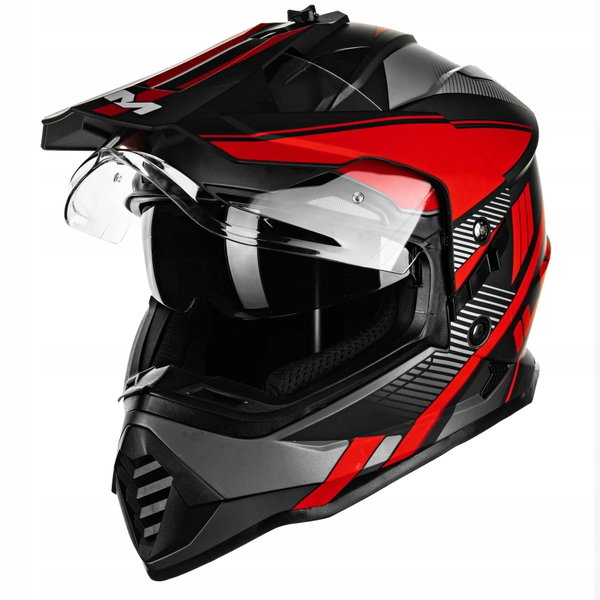 Kask motocrossowy ILM WS902 XXL Czerwony czarny Podwójna sportowa przygoda