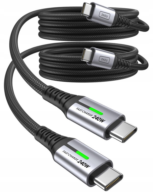 Kabel INIU USB typ C - USB typ C 2 m srebrny 2 metry