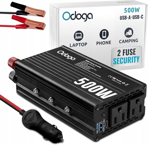 Inwerter Odoga 500W 12V DC czarny EU Standard Power