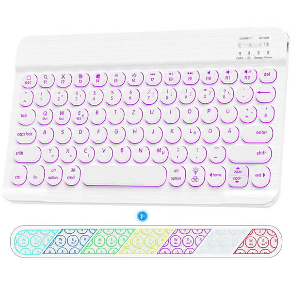 HUOBAO Klawiatura Bluetooth Bezprzewodowa Biała QWERTZ Niemiecki Akumulator