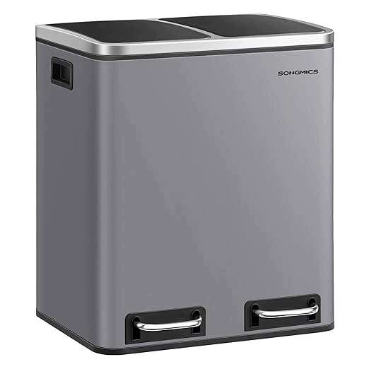 Kosz na odpady SONGMICS LTB300GJ01 2 x 15 L Steel Step Bin Soft Closure
