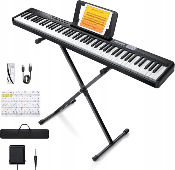 Keyboard Donner DEP-1 czarne 88 dynamicznych klawiszy przenośne pianino