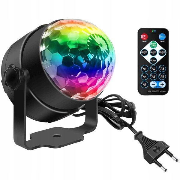 Kula dyskotekowa SEBRUANC Disco Lights LED RGB 360 stopni z pilotem