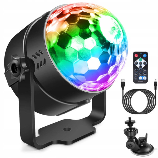 Kula dyskotekowa LED MusicMini DJ RGB stojak z przyssawkami