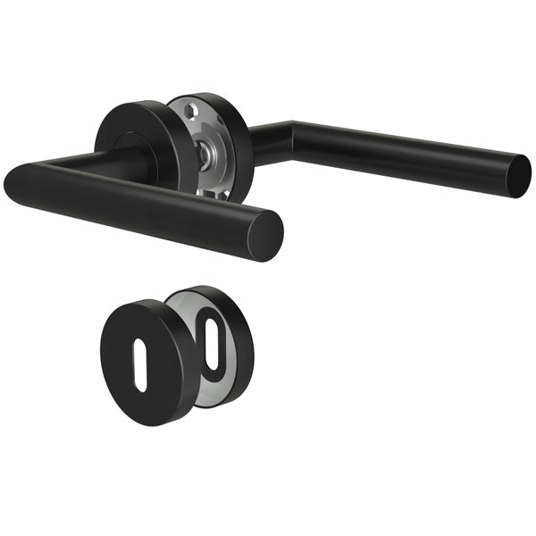 Klamki KeZaara czarne stal nierdzewna Ø 52 mm do drzwi 2-5.5 cm BB