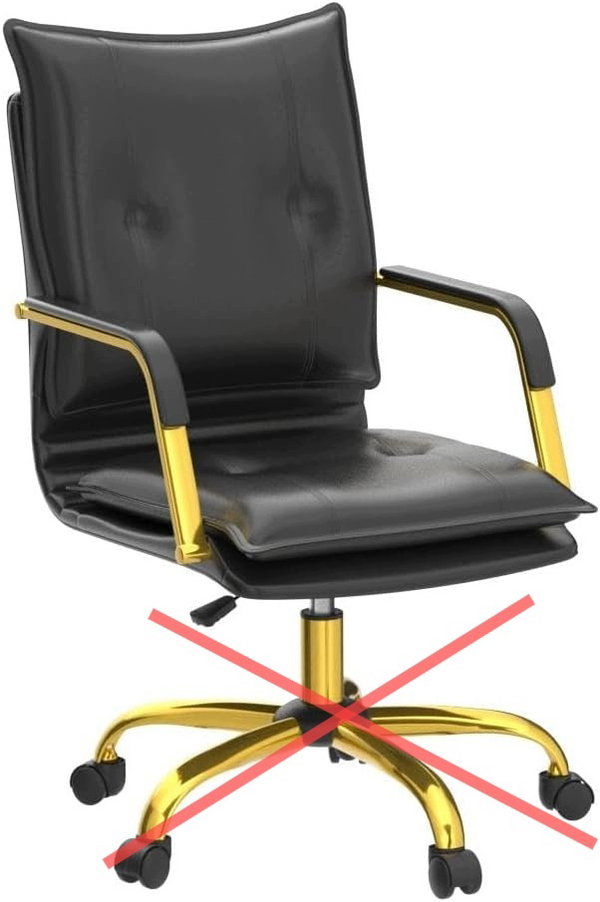 Krzesło biurowe HULALA HOME Faux Leather Black Złote nogi i podłokietniki