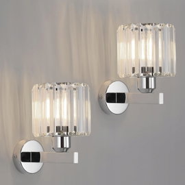 Lampa ANWIO Srebrna kryształowa Ø130mm E27 2 sztuki do sypialni