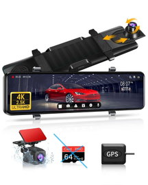 Lusterko Dashcam 4K+2.5K z GPS 12'' kamera przód tył IP69 bez karty