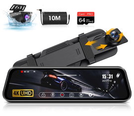 Lustro kamera samochodowa 4K IPS 25.6 cm 170 szeroki kat G-Sensor
