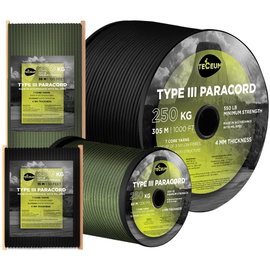 Linka TECEUM Paracord III 550 Czarny 305 m wytrzymała survivalowa