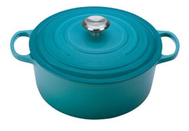 Naczynie Le Creuset Signature turkusowe 24cm 6.7 l emaliowane żeliwne