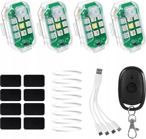 Lampki LED z pilotem wodoodporne bezprzewodowe 4 szt. do drona na kemping