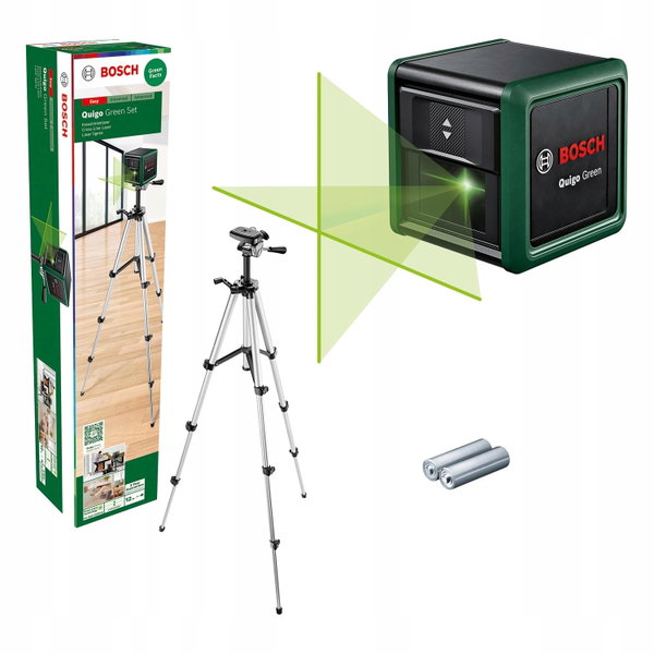 Laser krzyżowy Bosch Quigo green ze statywem precyzyjne pomiary